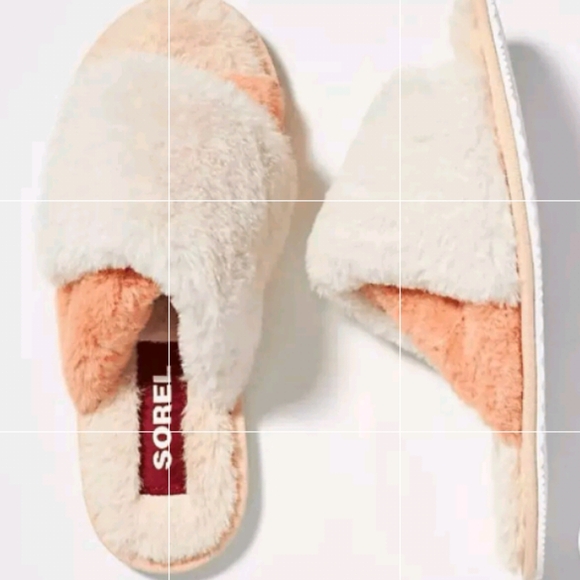 New SOREL Nova Sand & Natural Go Mail Run Plush Slippers Women’s Size 7 - Picture 3 of 6